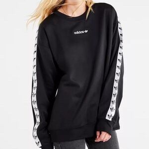 Adidas Women's Black Sweatshirt with White Stripes Size S Sporty Style Unisex